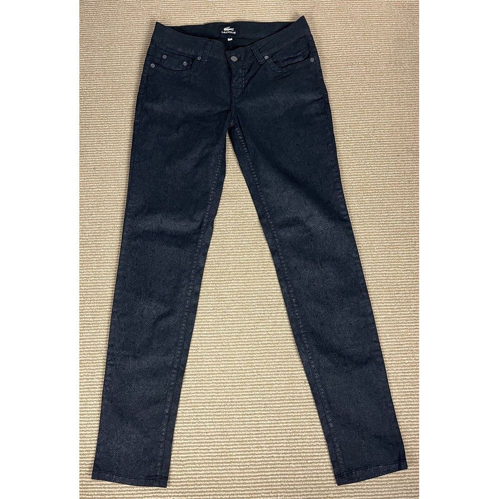 Lacoste Slim Fit Pants Size 11 Black Skinny Trousers Animal Print Pattern